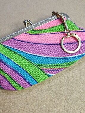 Mod Inspired Kiss Lock Coin Pouch, Multi-Color, Vintage 1960s Style Excellent
